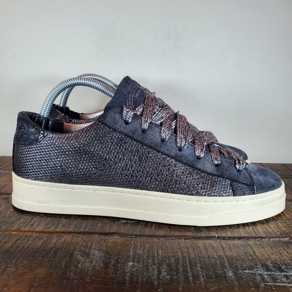 P448 Jack Lace Up Low Top Capsule Shoes Womens US 9-10 EU 40 Black Gray